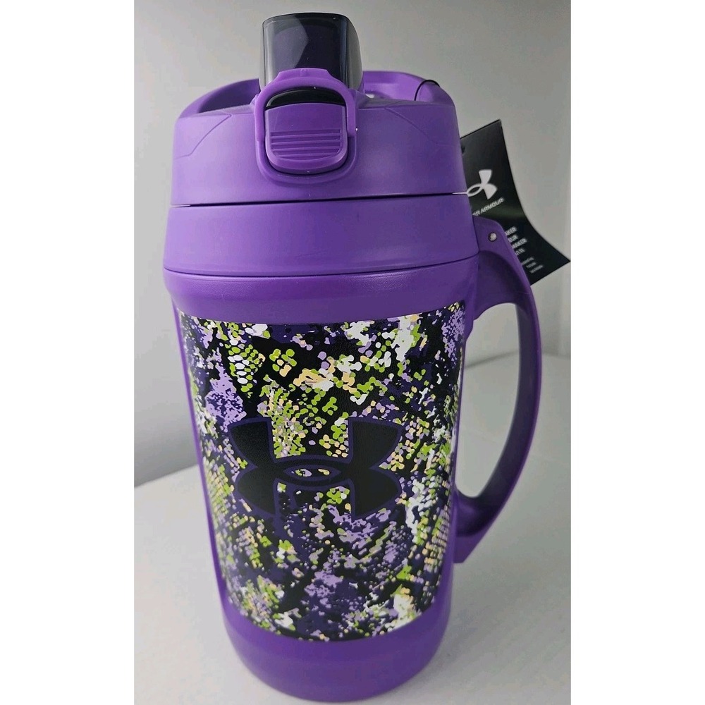 Under‎ Armour Playmaker 64 Oz Water Jug Bottle Purple with Colored Confetti, NEW